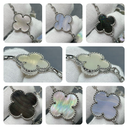 [Ornora Jewelry]CLOVER 16 MOTIF CHALCEDONY MOP SILVER NECKLACE