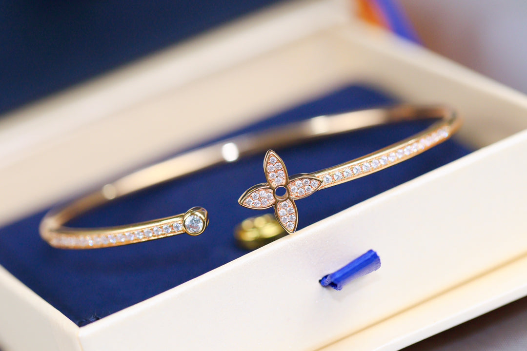 [Ornora Jewelry]IDYLLE PINK GOLD OPEN BRACELET DIAMOND PAVED