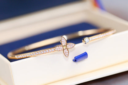 [Ornora Jewelry]IDYLLE PINK GOLD OPEN BRACELET DIAMOND PAVED