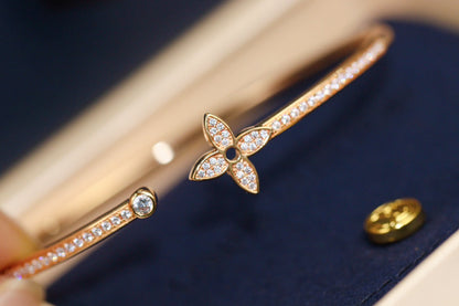 [Ornora Jewelry]IDYLLE PINK GOLD OPEN BRACELET DIAMOND PAVED