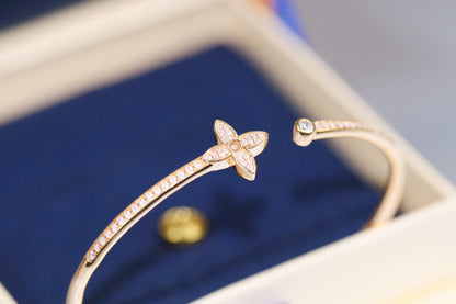 [Ornora Jewelry]IDYLLE PINK GOLD OPEN BRACELET DIAMOND PAVED