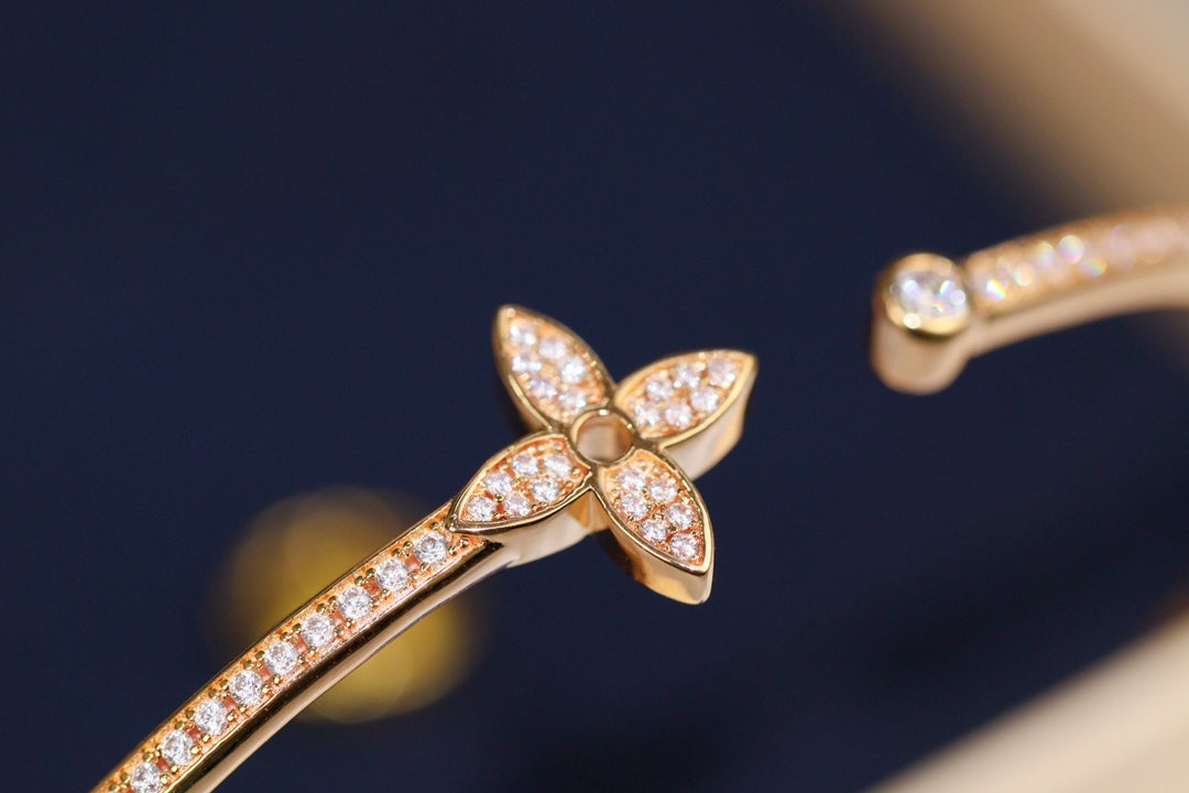 [Ornora Jewelry]IDYLLE PINK GOLD OPEN BRACELET DIAMOND PAVED