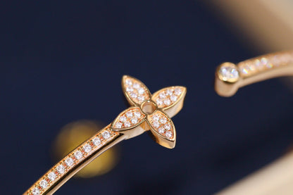 [Ornora Jewelry]IDYLLE PINK GOLD OPEN BRACELET DIAMOND PAVED