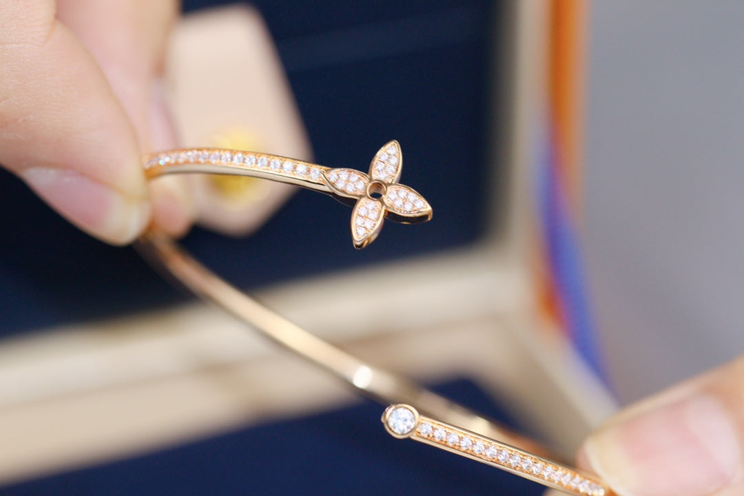 [Ornora Jewelry]IDYLLE PINK GOLD OPEN BRACELET DIAMOND PAVED
