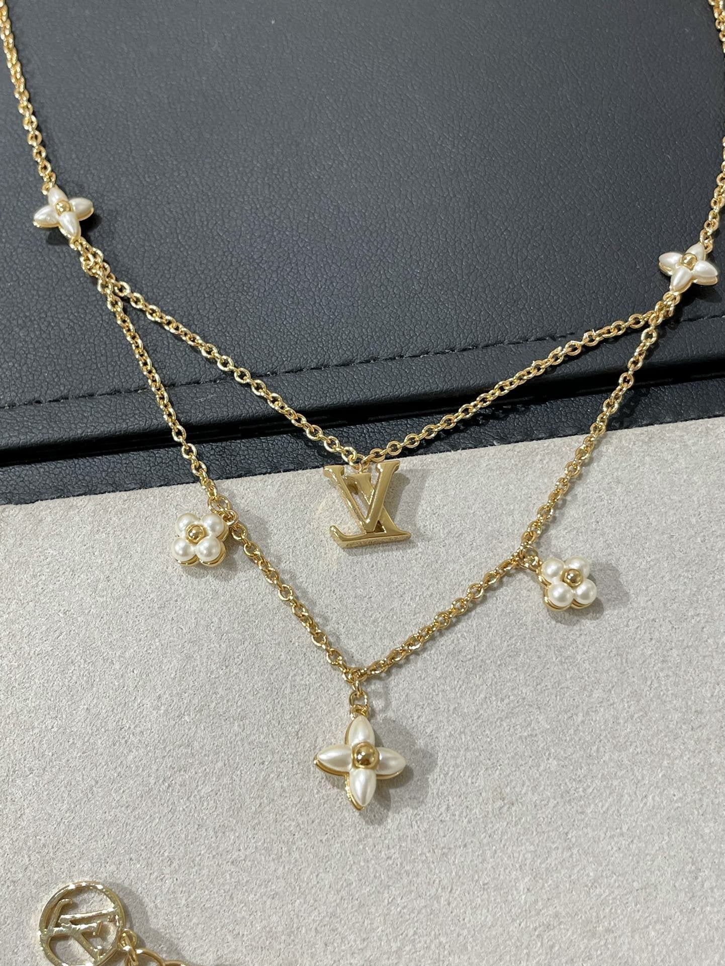 [Ornora Jewelry]FLOWERGRAM GOLD MOP DOUBLE ROW NECKLACE
