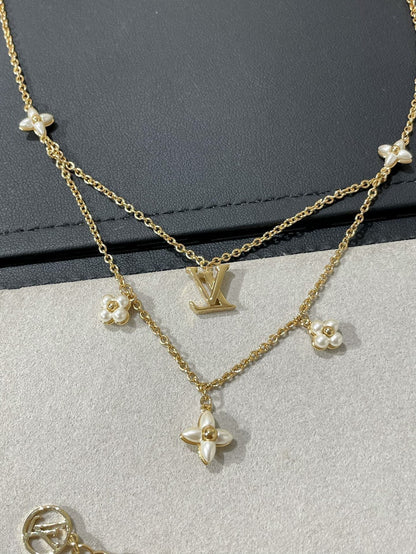 [Ornora Jewelry]FLOWERGRAM GOLD MOP DOUBLE ROW NECKLACE
