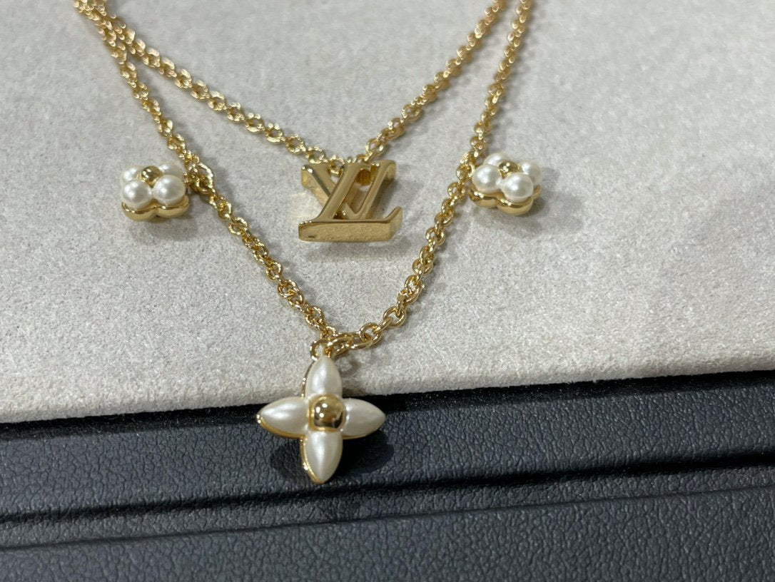 [Ornora Jewelry]FLOWERGRAM GOLD MOP DOUBLE ROW NECKLACE