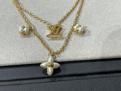 [Ornora Jewelry]FLOWERGRAM GOLD MOP DOUBLE ROW NECKLACE