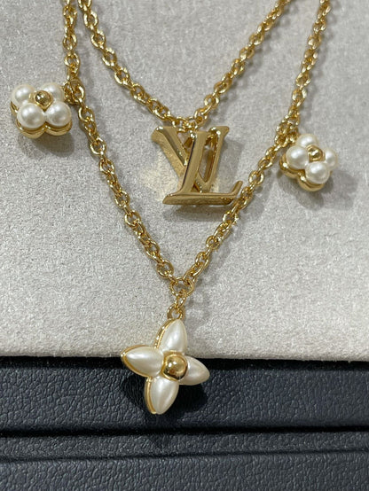 [Ornora Jewelry]FLOWERGRAM GOLD MOP DOUBLE ROW NECKLACE