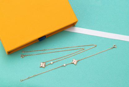 [Ornora Jewelry]STAR PINK MOP 1 DIAMOND PINK GOLD NECKLACE