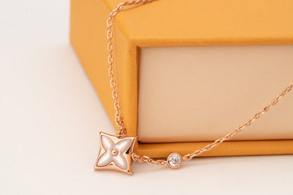 [Ornora Jewelry]STAR PINK MOP 1 DIAMOND PINK GOLD NECKLACE
