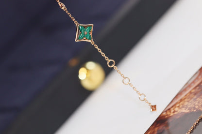 [Ornora Jewelry]STAR AND SUN 4 MOTIF PINK GOLD MALACHITE BRACELET