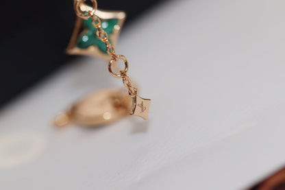 [Ornora Jewelry]STAR AND SUN 4 MOTIF PINK GOLD MALACHITE BRACELET
