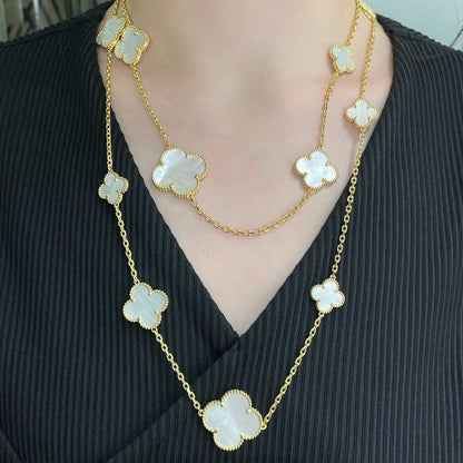 [Ornora Jewelry]CLOVER 16 MOTIF WHITE MOP GOLD NECKLACE