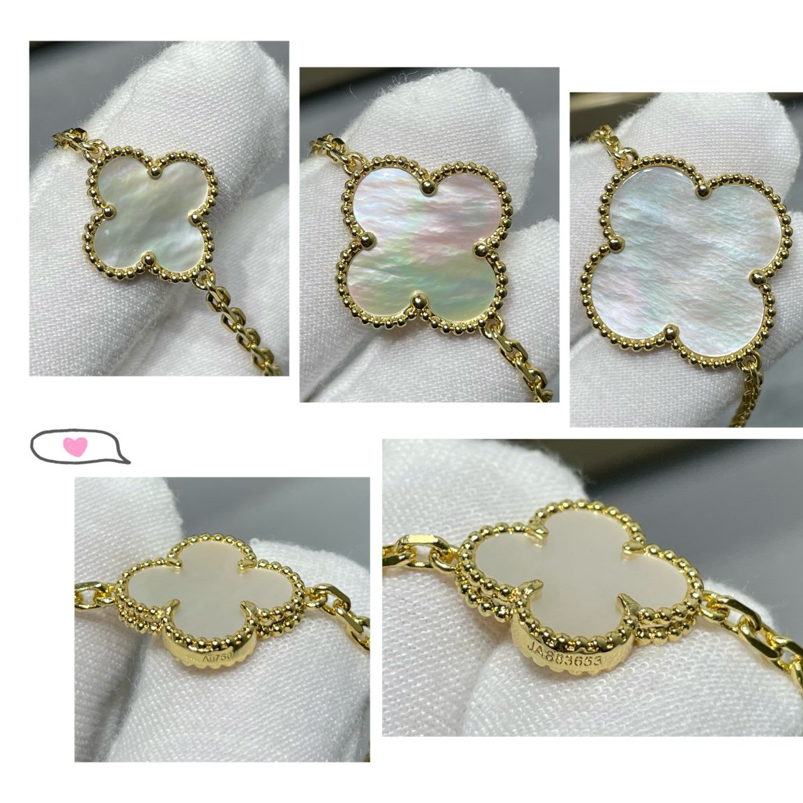 [Ornora Jewelry]CLOVER 16 MOTIF WHITE MOP GOLD NECKLACE