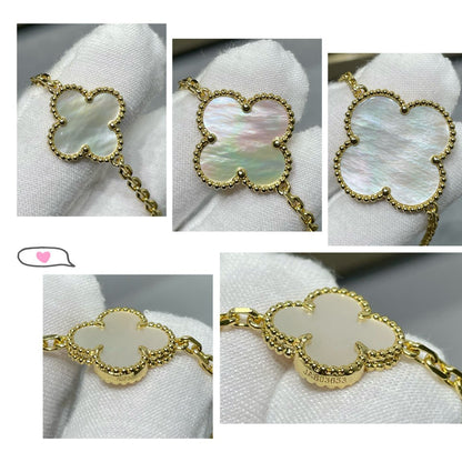 [Ornora Jewelry]CLOVER 16 MOTIF WHITE MOP GOLD NECKLACE