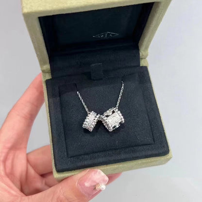 [Ornora Jewelry]PERLEE DOUBLE PENDANT SILVER DIAMOND NECKLACE