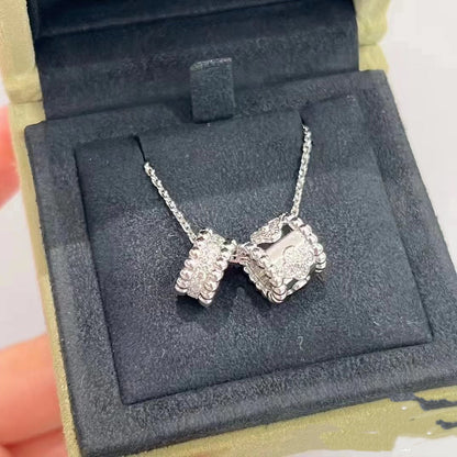 [Ornora Jewelry]PERLEE DOUBLE PENDANT SILVER DIAMOND NECKLACE