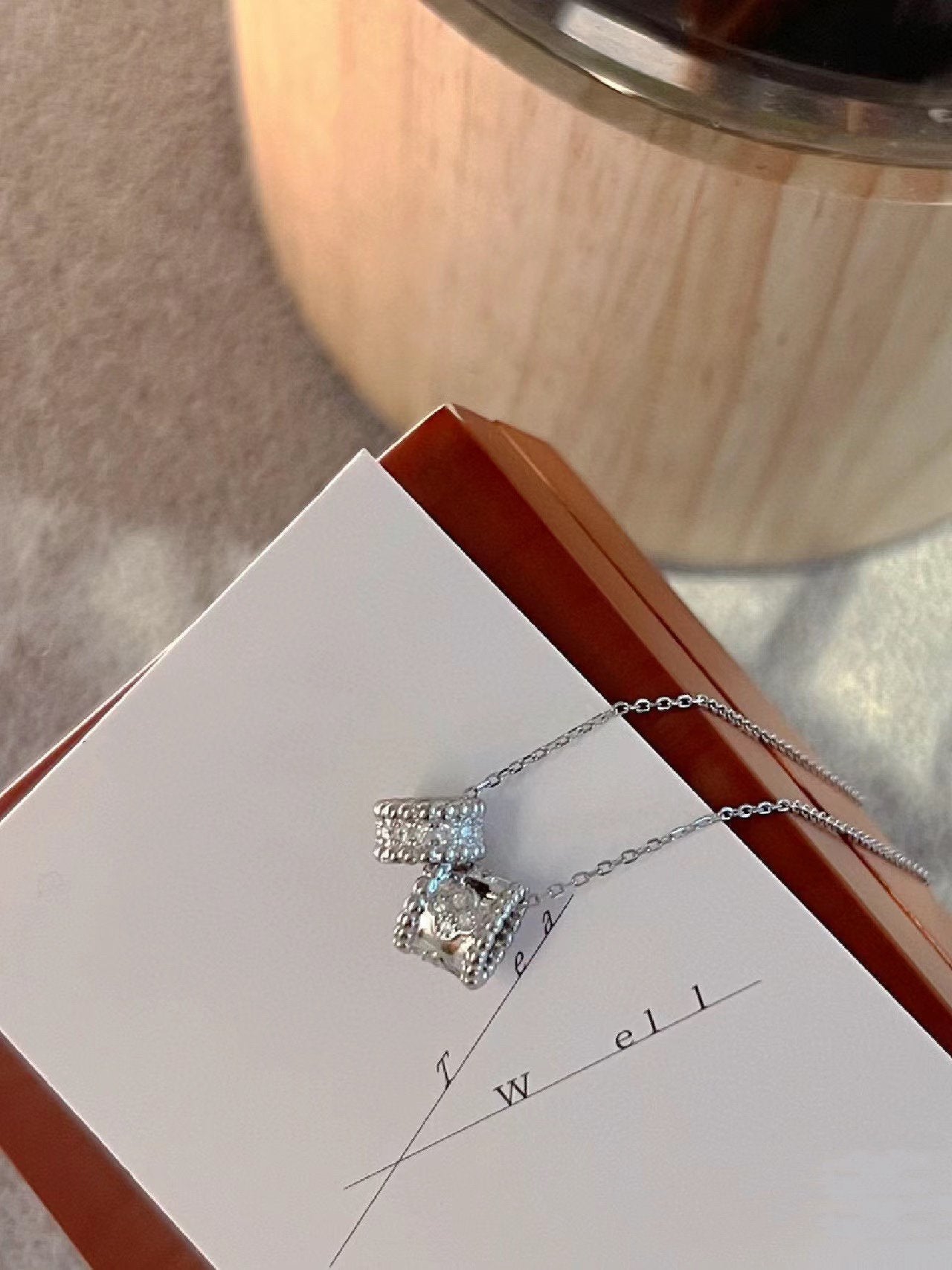 [Ornora Jewelry]PERLEE DOUBLE PENDANT SILVER DIAMOND NECKLACE