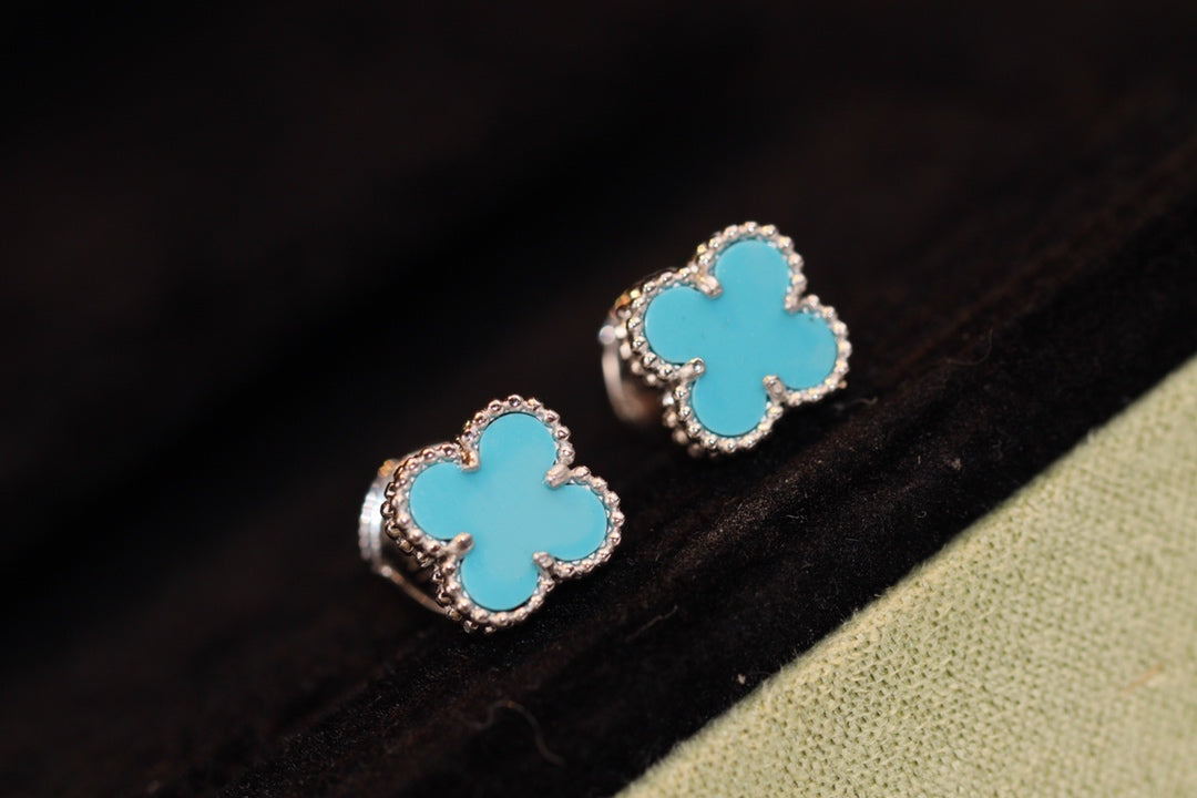[Ornora Jewelry]CLOVER MINI TURQUOISE SILVER STUD EARRINGS