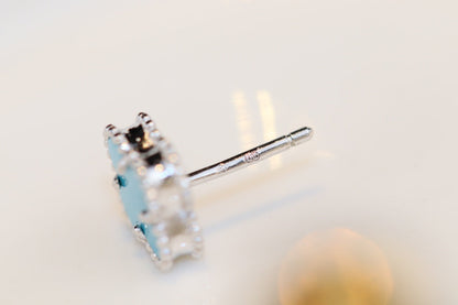 [Ornora Jewelry]CLOVER MINI TURQUOISE SILVER STUD EARRINGS