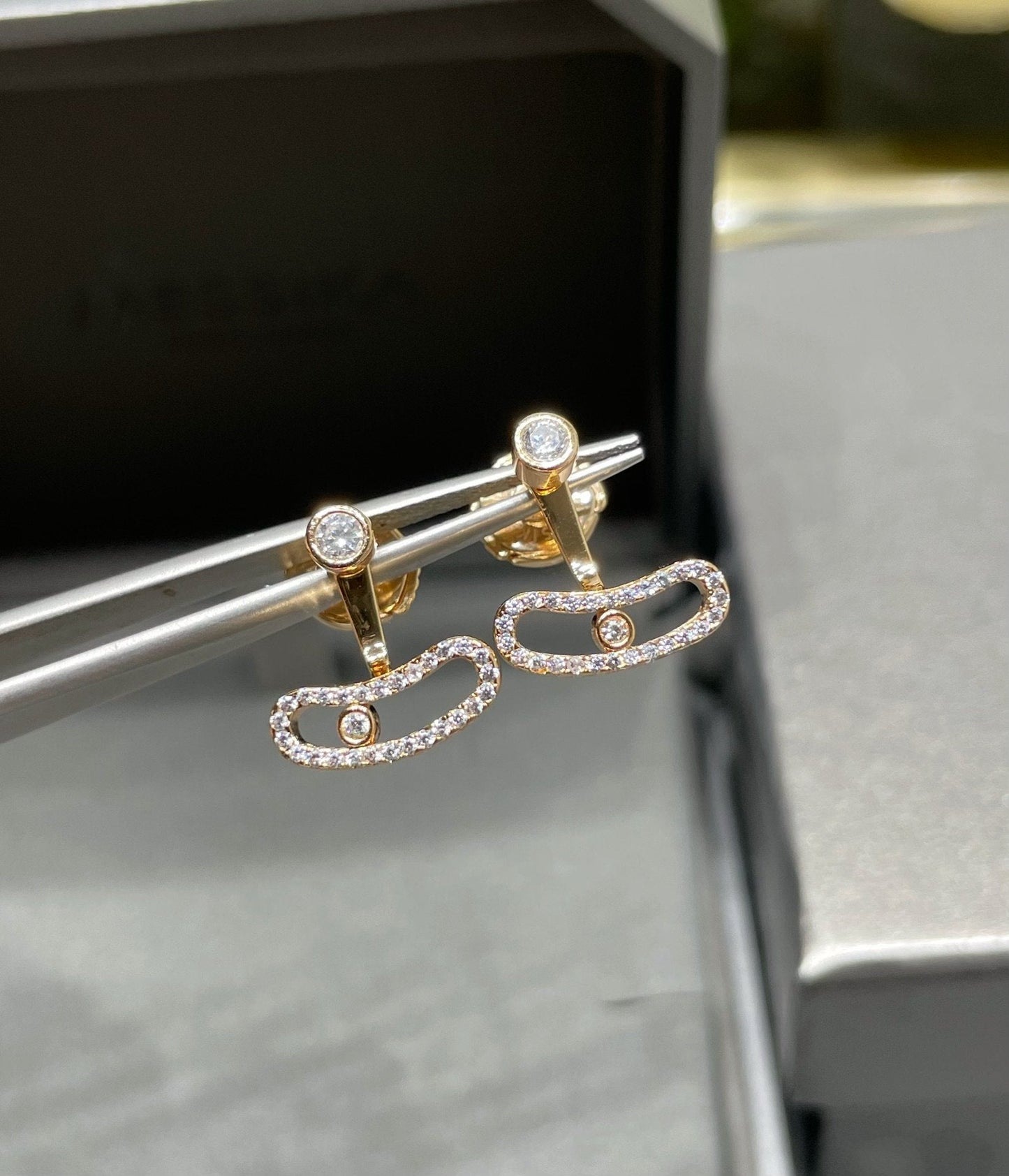[Ornora Jewelry]MOVE UNO PINK GOLD DIAMOND EARRINGS