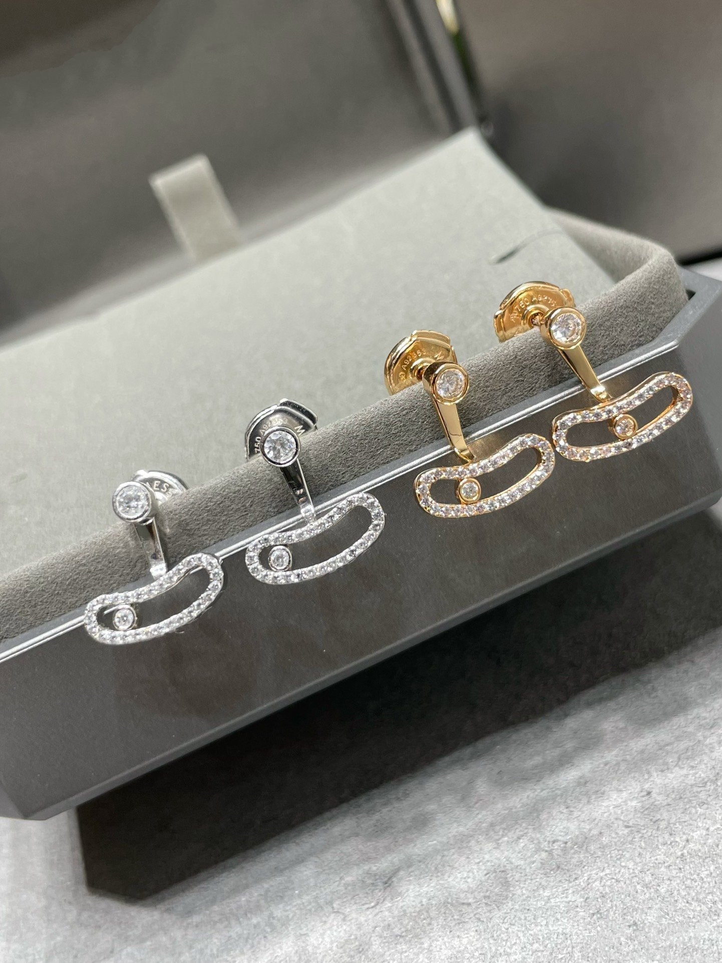 [Ornora Jewelry]MOVE UNO PINK GOLD DIAMOND EARRINGS