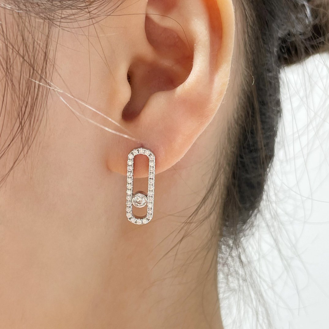 [Ornora Jewelry]MOVE UNO STUD DIAMOND PAVED EARRINGS