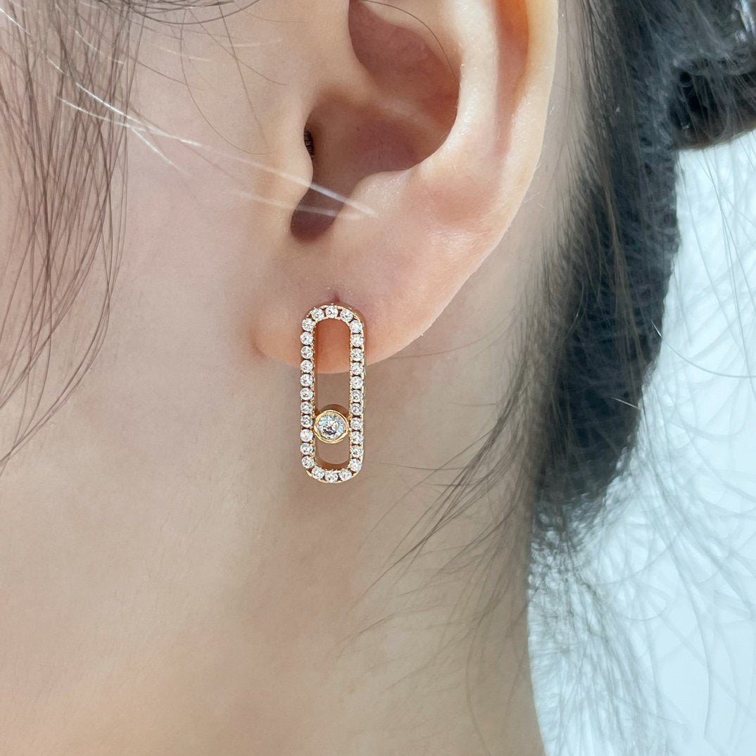 [Ornora Jewelry]MOVE UNO STUD DIAMOND PAVED EARRINGS
