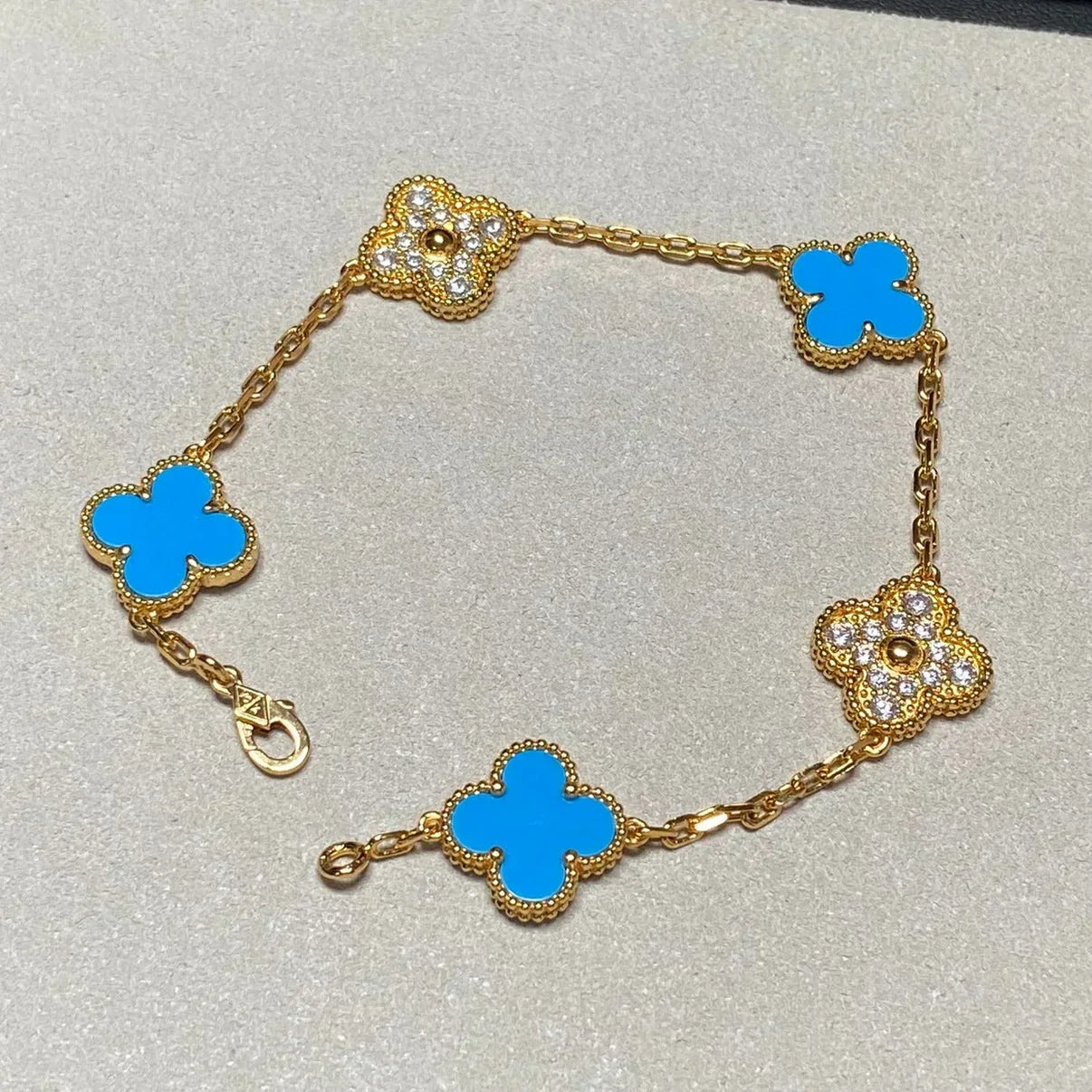 [Ornora Jewelry] CLOVER 5 MOTIF BLUE AGATE BRACELET COLLECTION