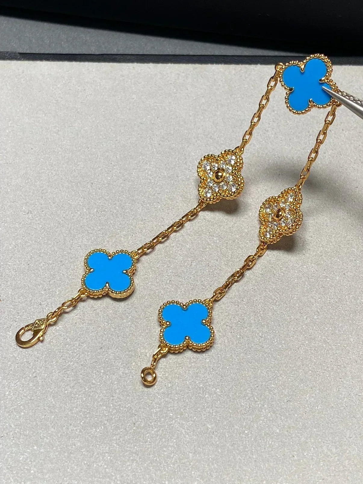 [Ornora Jewelry] CLOVER 5 MOTIF BLUE AGATE BRACELET COLLECTION