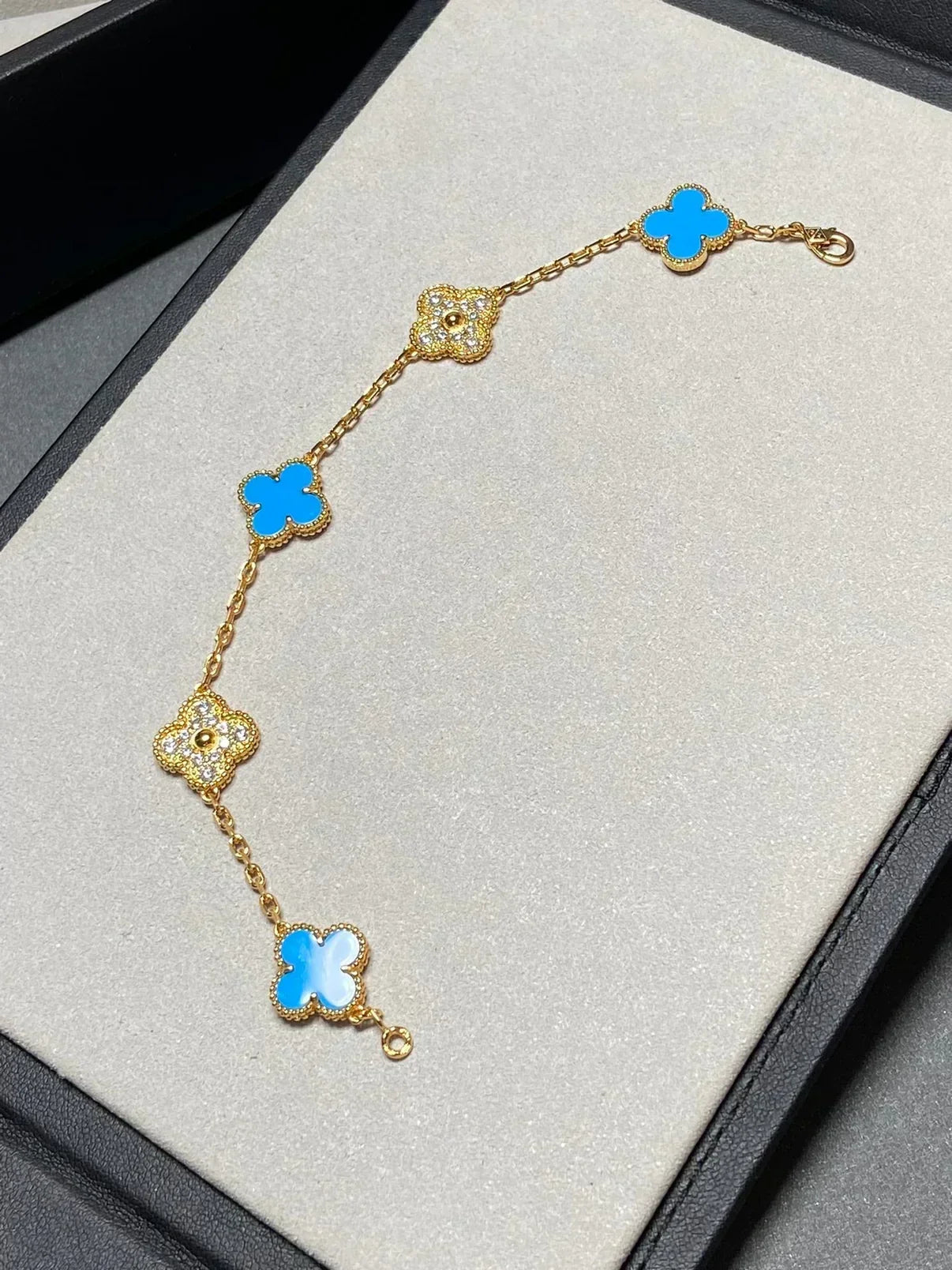 [Ornora Jewelry] CLOVER 5 MOTIF BLUE AGATE BRACELET COLLECTION