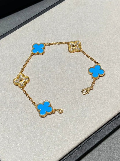 [Ornora Jewelry] CLOVER 5 MOTIF BLUE AGATE BRACELET COLLECTION