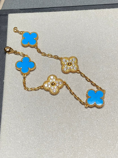 [Ornora Jewelry] CLOVER 5 MOTIF BLUE AGATE BRACELET COLLECTION