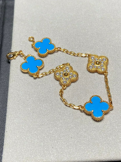 [Ornora Jewelry] CLOVER 5 MOTIF BLUE AGATE BRACELET COLLECTION