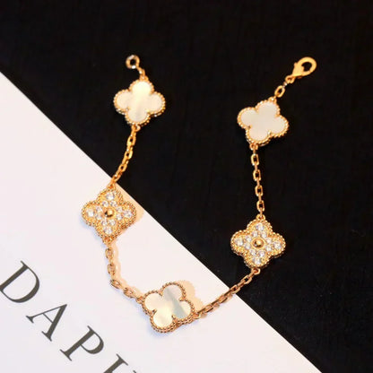 [Ornora Jewelry]CLOVER WHITE PEARL MOP 5 MOTIF BRACELET COLLECTION