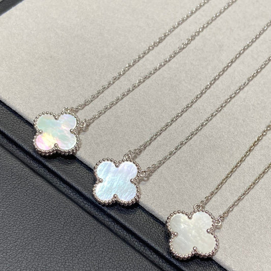 [Ornora Jewelry]CLOVER MEDIUM SILVER WHITE MOP NECKLACE