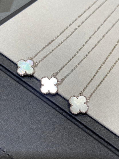 [Ornora Jewelry]CLOVER MEDIUM SILVER WHITE MOP NECKLACE
