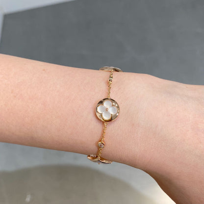 [Ornora Jewelry]STAR AND SUN 4 MOTIF WHITE MOP PINK GOLD BRACELET