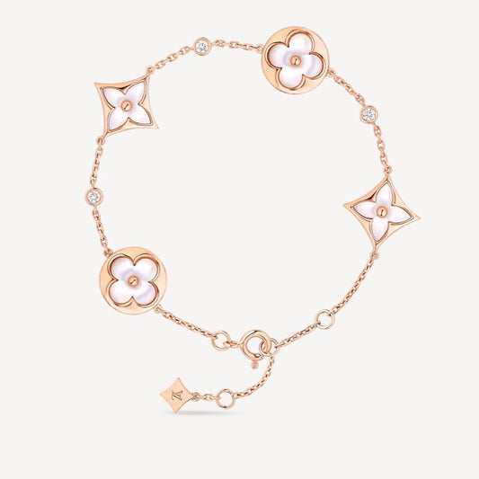 [Ornora Jewelry]STAR AND SUN 4 MOTIF WHITE MOP PINK GOLD BRACELET