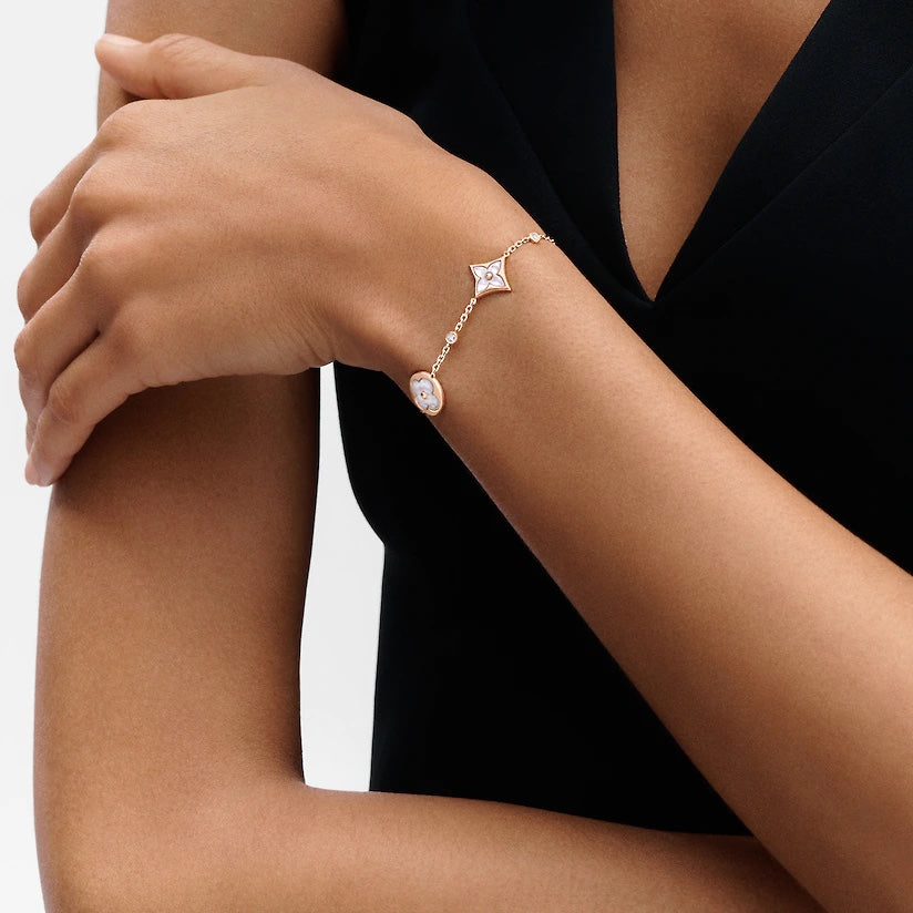 [Ornora Jewelry]STAR AND SUN 4 MOTIF WHITE MOP PINK GOLD BRACELET