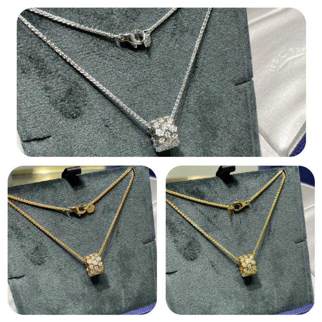 [Ornora Jewelry]BEE LOVE DIAMOND PAVED 3 ROW NECKLACE