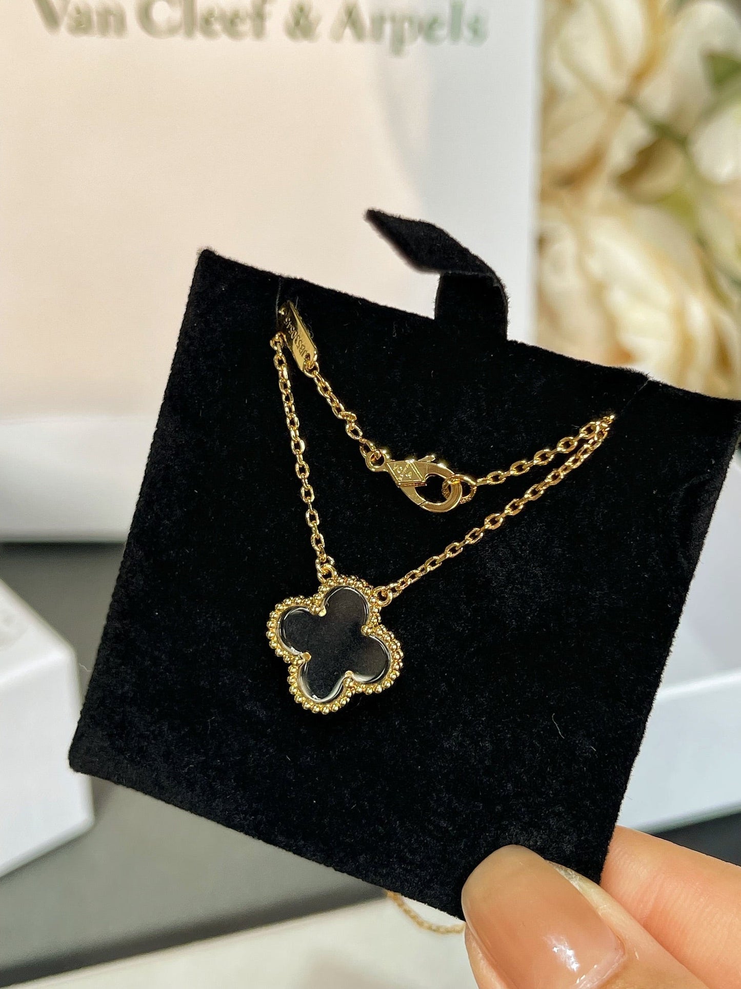 [Ornora Jewelry]CLOVER ROCK CRYSTAL ROSE GOLD NECKLACE