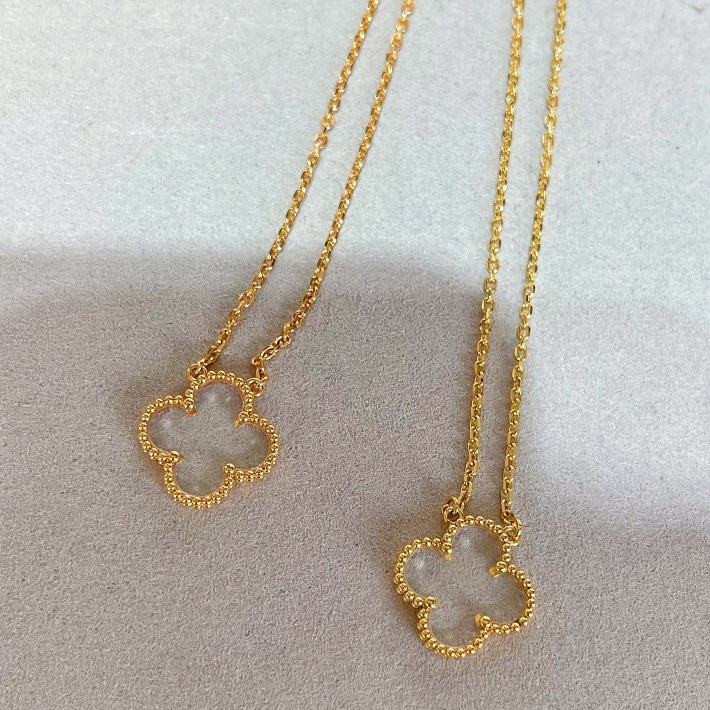 [Ornora Jewelry]CLOVER ROCK CRYSTAL ROSE GOLD NECKLACE