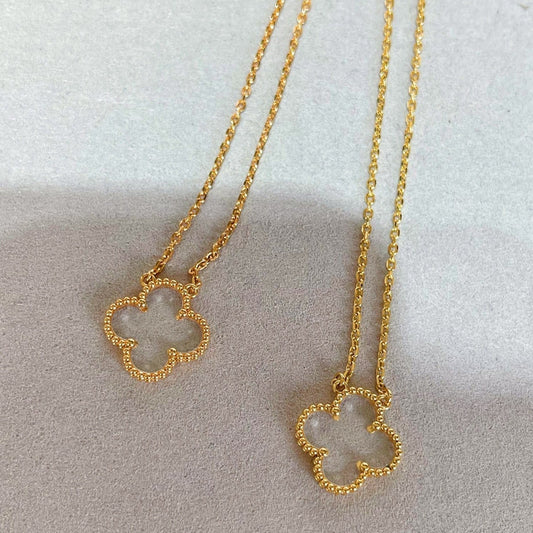 [Ornora Jewelry]CLOVER ROCK CRYSTAL ROSE GOLD NECKLACE