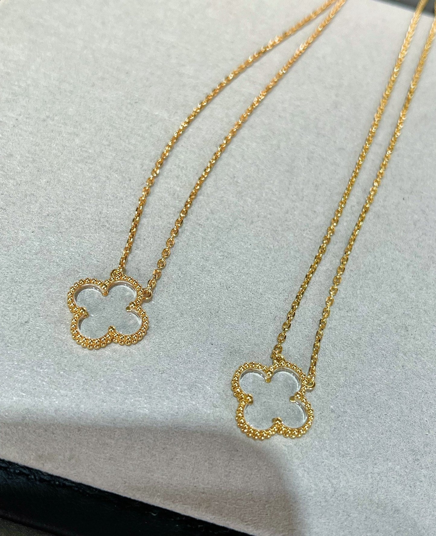 [Ornora Jewelry]CLOVER ROCK CRYSTAL ROSE GOLD NECKLACE