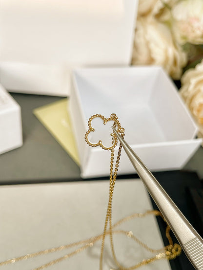 [Ornora Jewelry]CLOVER ROCK CRYSTAL ROSE GOLD NECKLACE