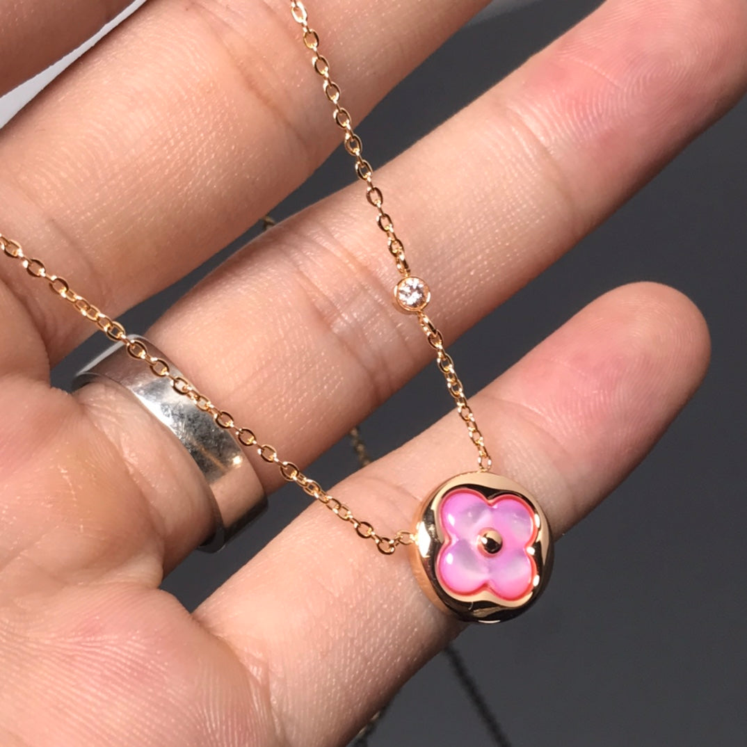 [Ornora Jewelry]COLOR BLOSSOM PINK MOP SUN GOLD NECKLACE