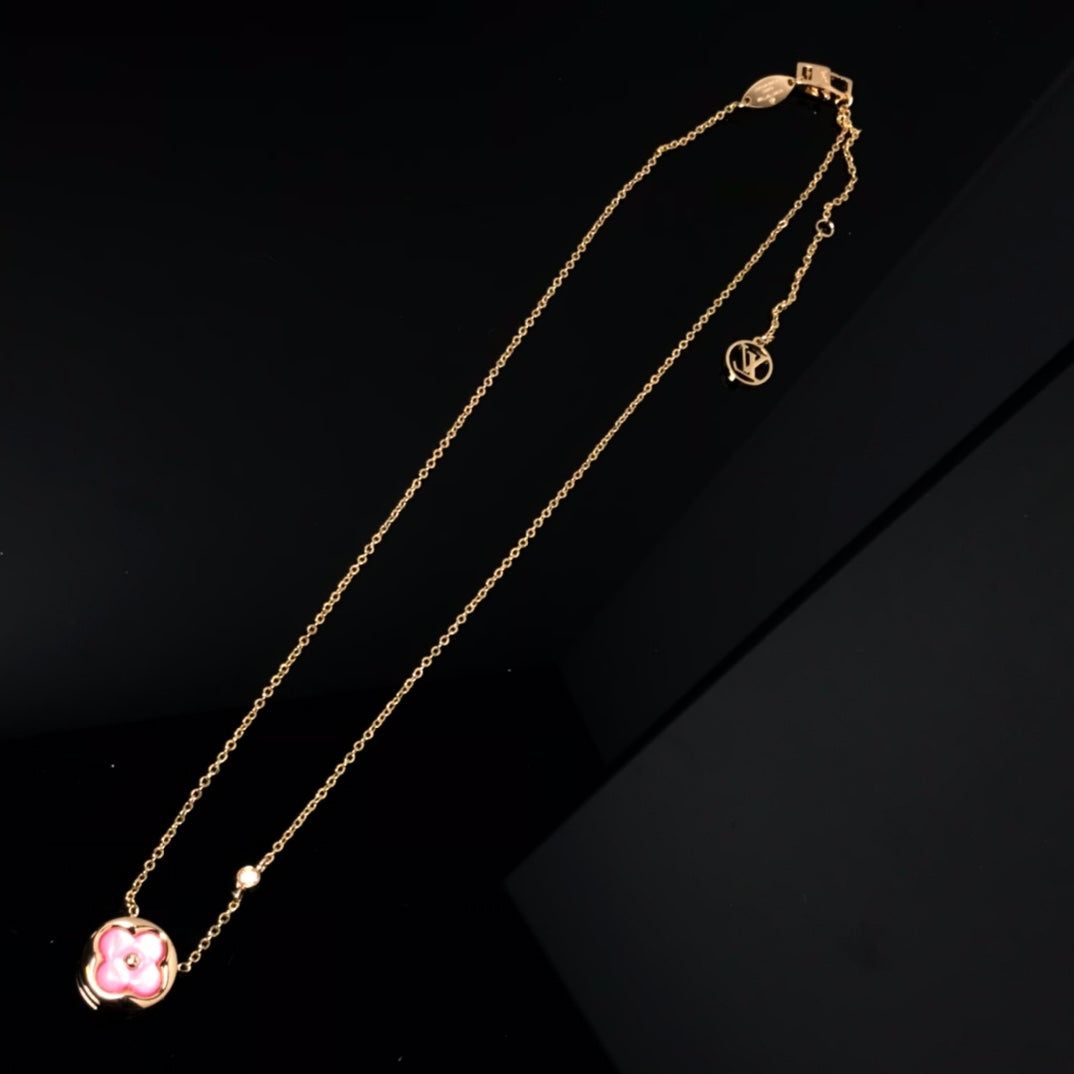 [Ornora Jewelry]COLOR BLOSSOM PINK MOP SUN GOLD NECKLACE