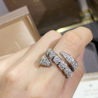 [Ornora Jewelry]SERPENTI DOUBLE RING SILVER DIAMOND PAVED